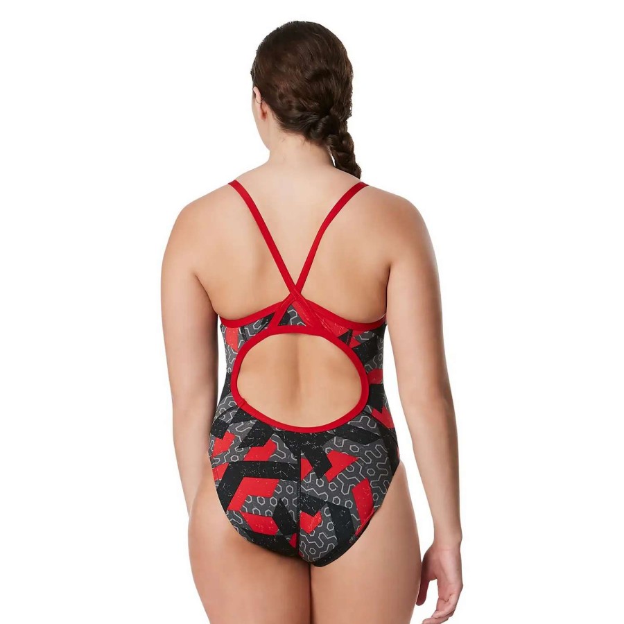 Womens * | Speedo Ruse Blocks Flyback One Piece Red