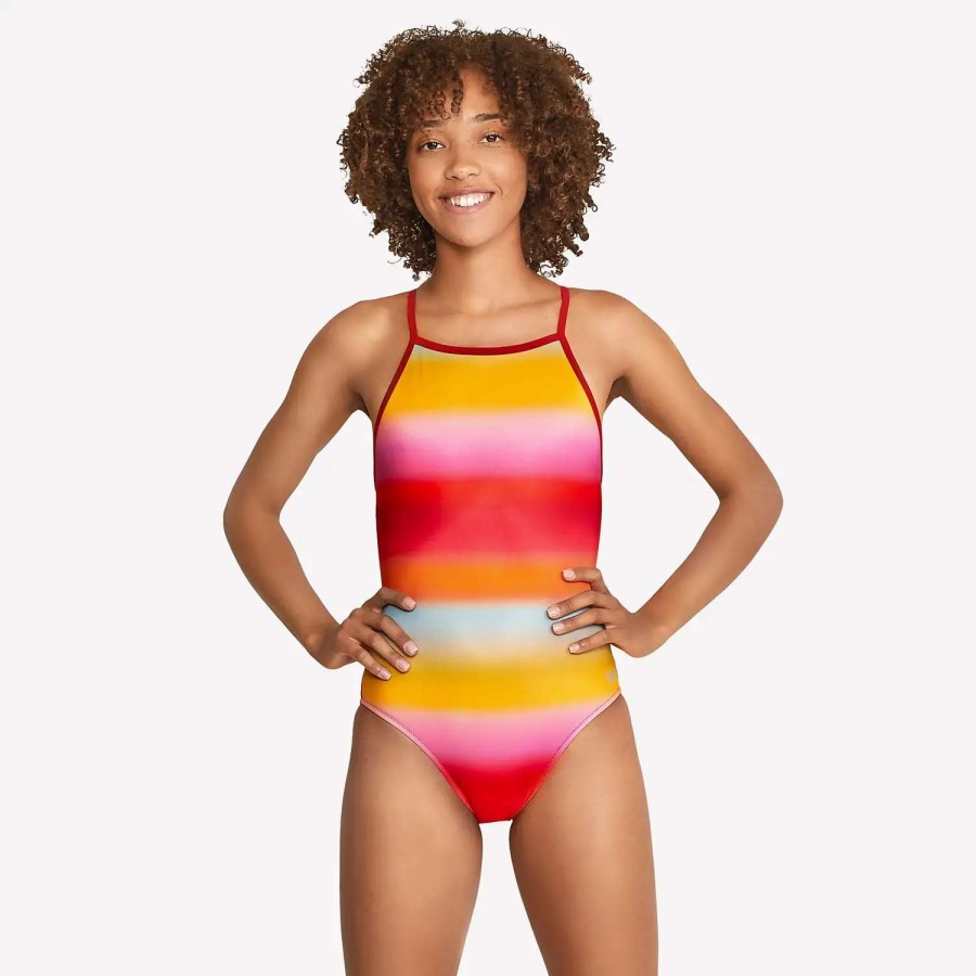 Womens * | Speedo The One Printed One Piece Sunset Ombrepe