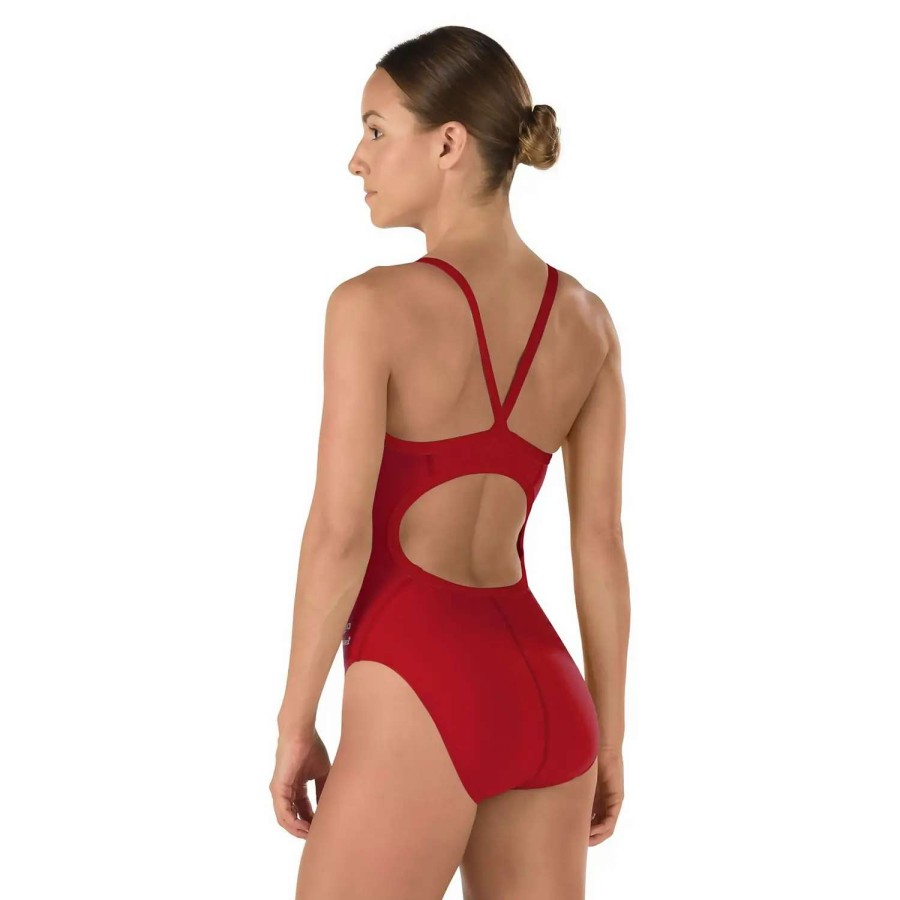 Womens * | Solid Flyback Training Suit One Piece Speedo Endurance+ Dark Red