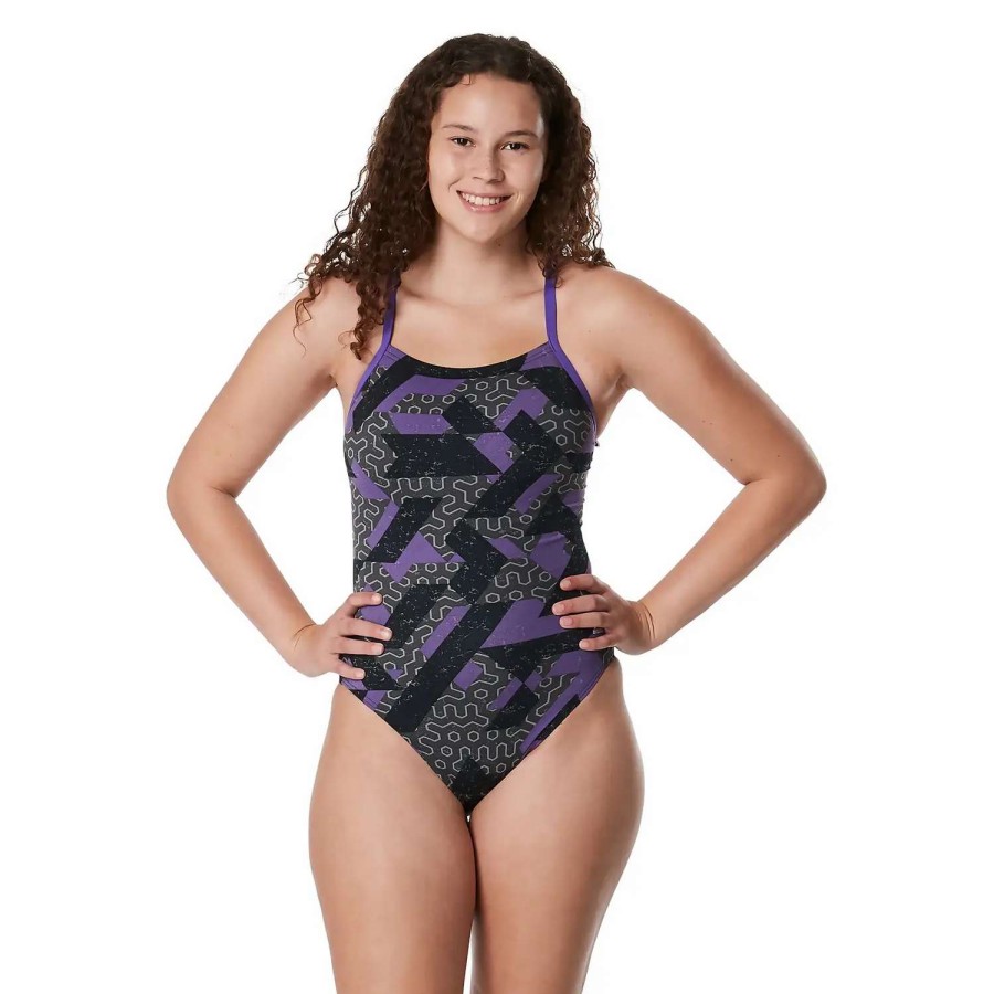 Womens * | Speedo Ruse Blocks Flyback One Piece Purple