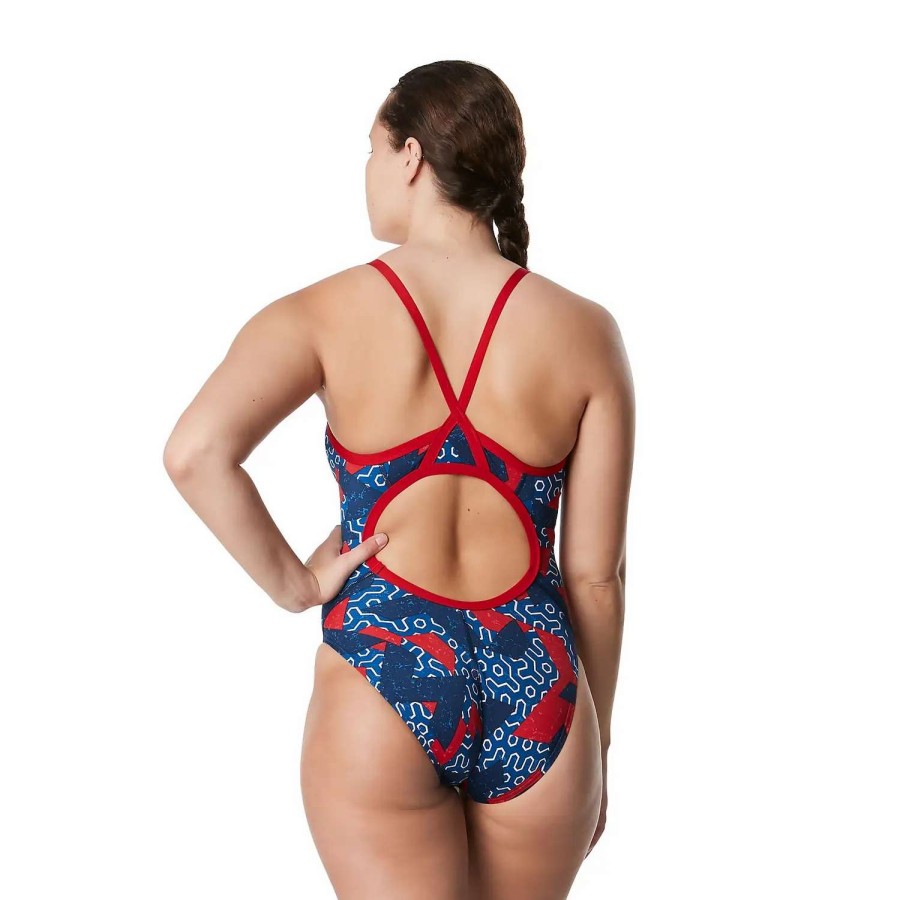 Womens * | Speedo Ruse Blocks Flyback One Piece Navy/Red