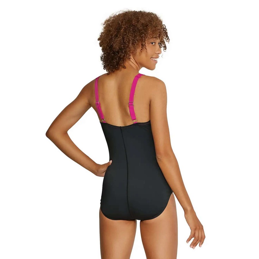 Womens * | Speedo Square Neck One Piece Black/Pink