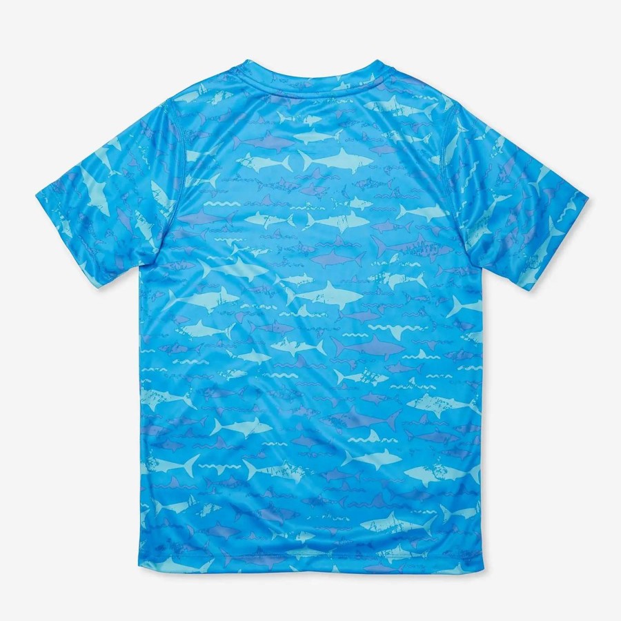 Kids * | Speedo Short Sleeve Printed Shark Swim Shirt Blue