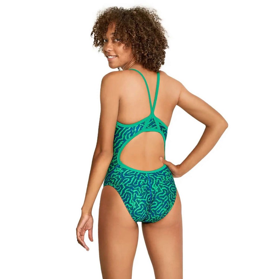 Womens * | Speedo Race Maze Flyback One Piece Black/Turquoise