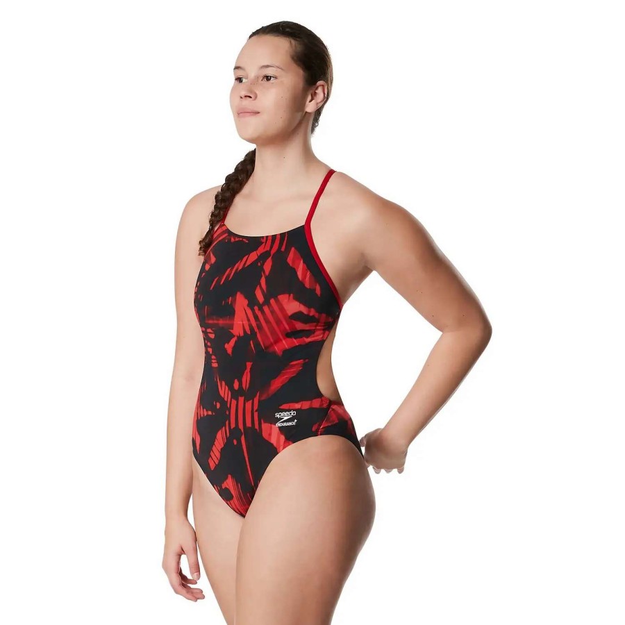 Womens * | Speedo Reflected One Back One Piece Red