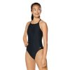 Womens * | Speedo Solid Tie Back One Piece Black