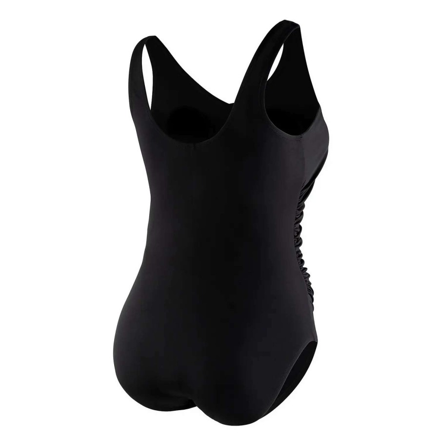 Womens * | Speedo Plus Size Shirred Contourback One Piece Black