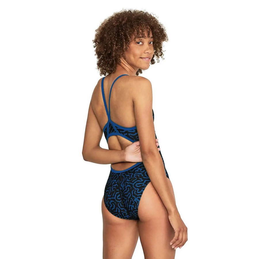 Womens * | Speedo Race Maze Flyback One Piece Black/Blue