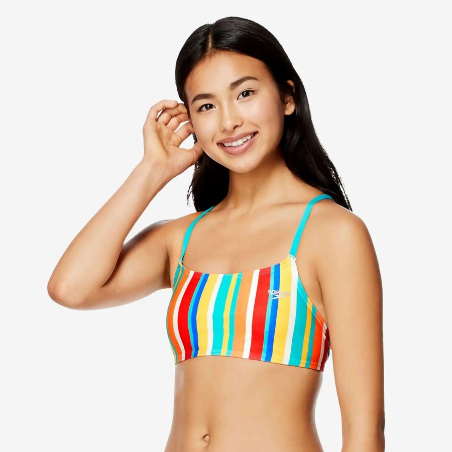 Womens * | Speedo Print Strappy Bikini Top Clean Stripe