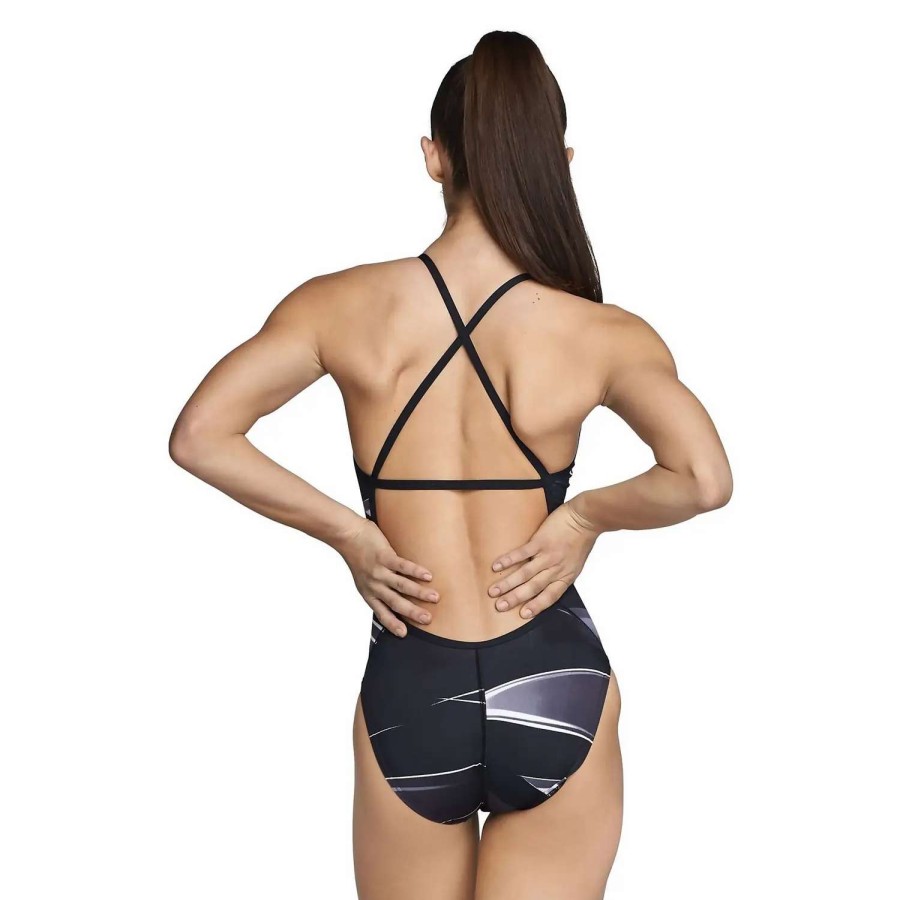 Womens * | Speedo Infinite Pulse Crossback One Piece Black/White