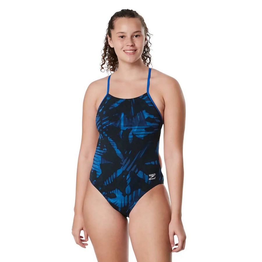 Womens * | Speedo Reflected One Back One Piece Blue