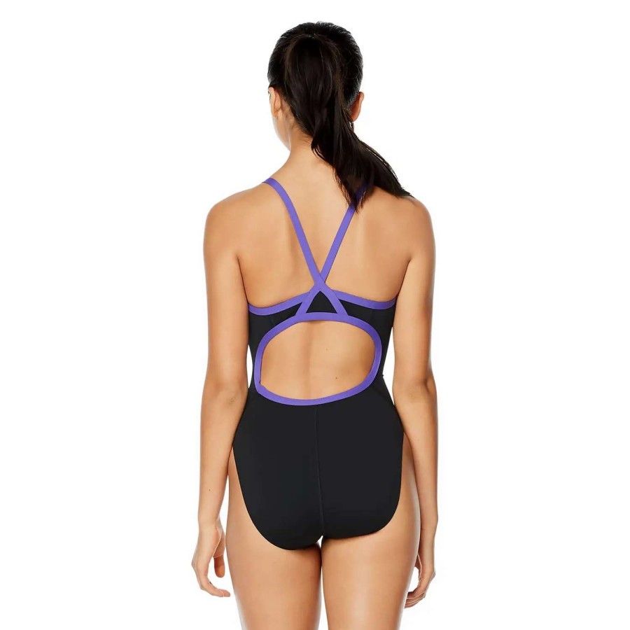 Womens * | Solid Flyback Training Suit One Piece Speedo Endurance+ Black/Purple