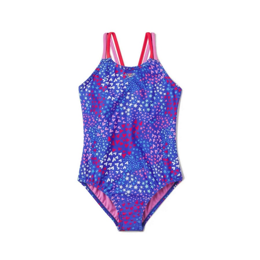 Womens * | Speedo Printed Strappy One Piece Aqua Splash Blue