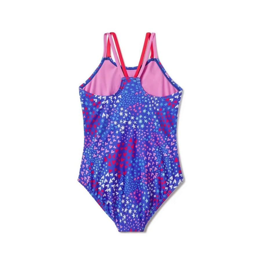 Womens * | Speedo Printed Strappy One Piece Aqua Splash Blue