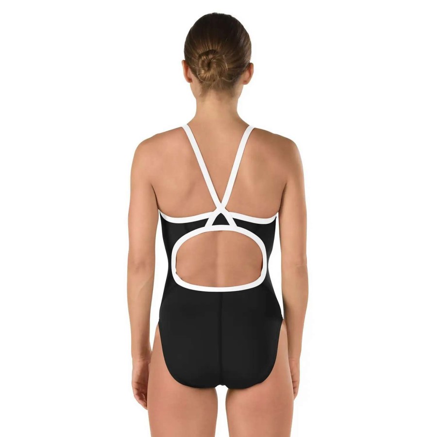 Womens * | Solid Flyback Training Suit Onepiece Speedo Endurance+ Black/White