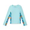 Kids * | Speedo Long Sleeve Printed Splice Rashguard Light Blue