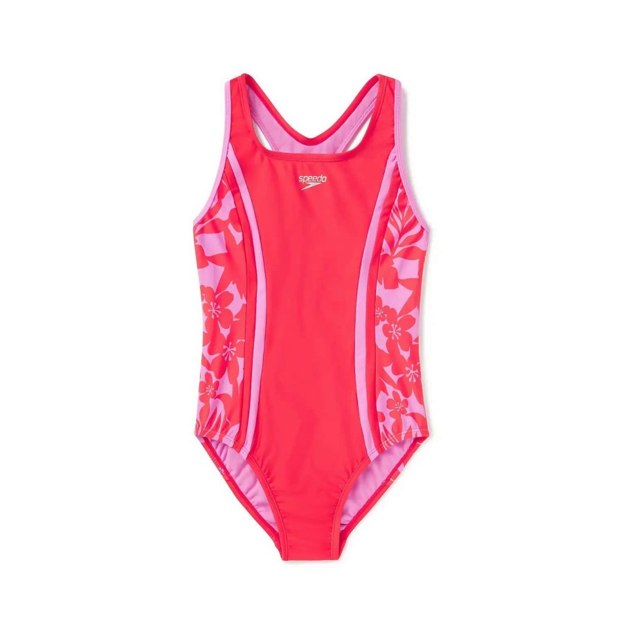 Kids * | Speedo Printed Splice Racerback One Piece