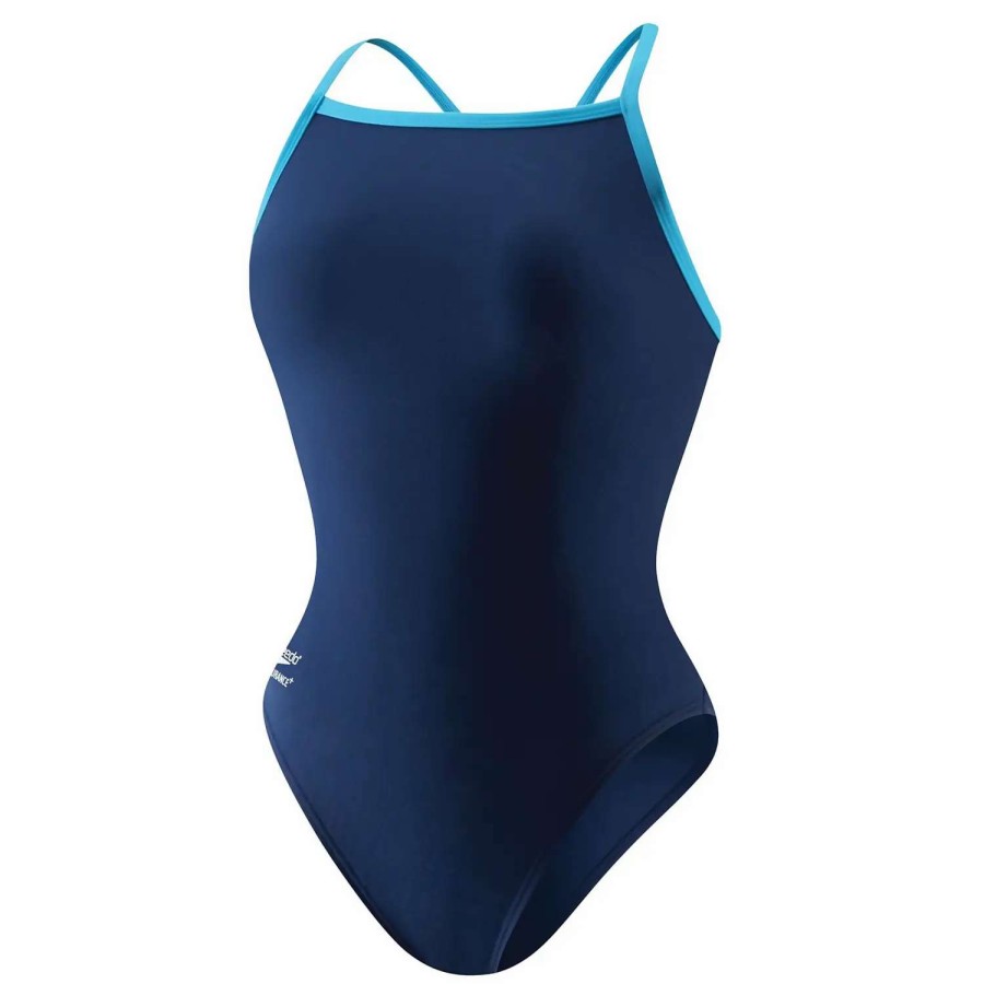 Womens * | Speedo Flyback Youth Training Suit One Piece Endurance+ Navy/Blue