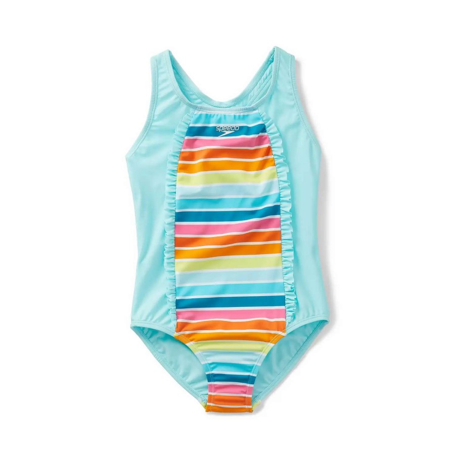 Kids * | Speedo Ruffled Detail Racerback One Piece Light Blue