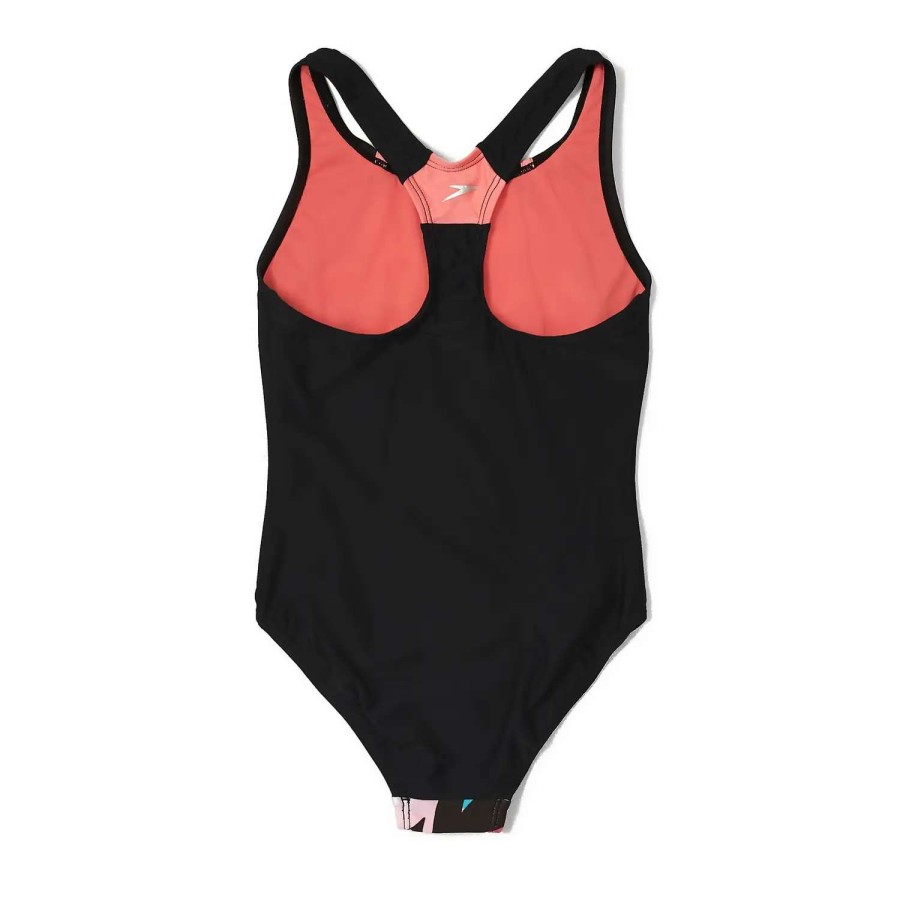 Kids * | Speedo Printed Sport Splice One Piece Coral Paradise