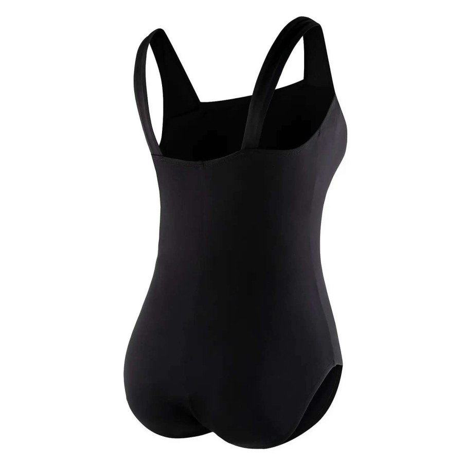 Womens * | Speedo Plus Solid Shirred Tank One Piece Black