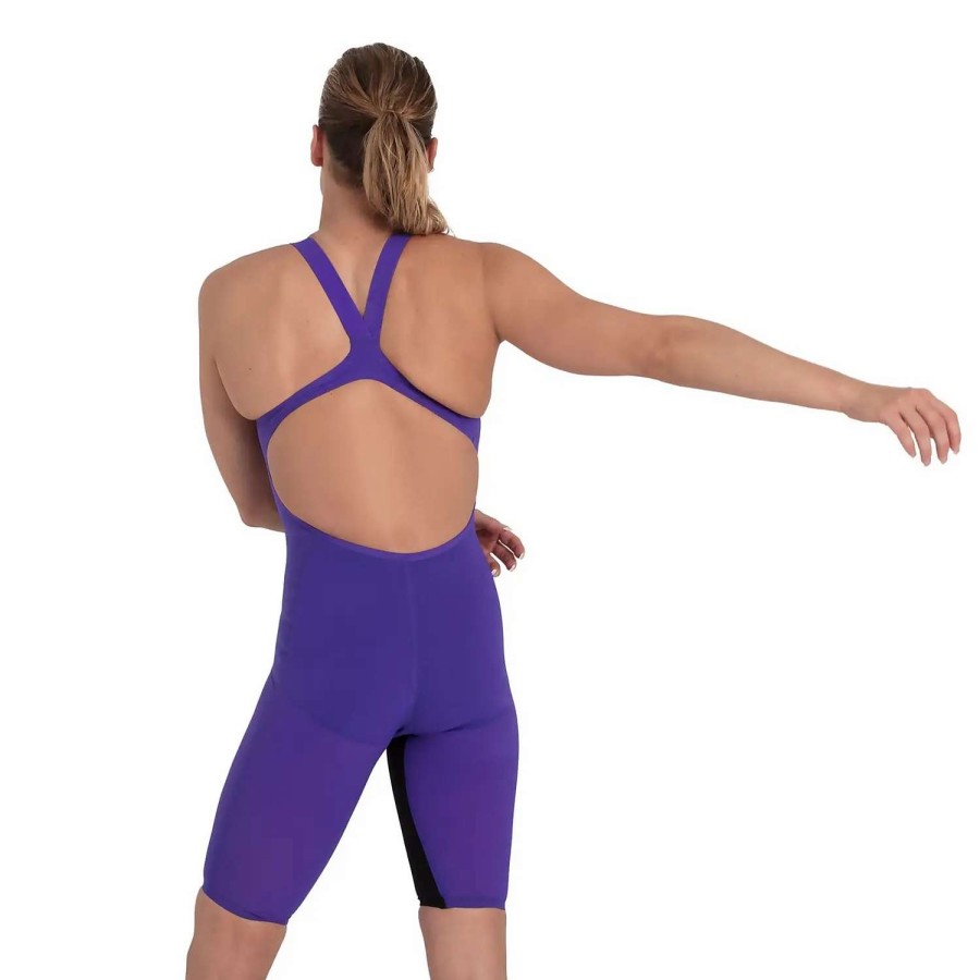 Womens * | Speedo Fastskin Lzr Pure Valor Open Back Kneeskin Violet/Black