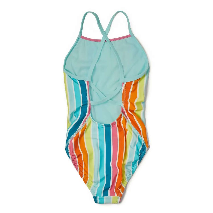 Kids * | Speedo Printed X Back One Piece Light Blue