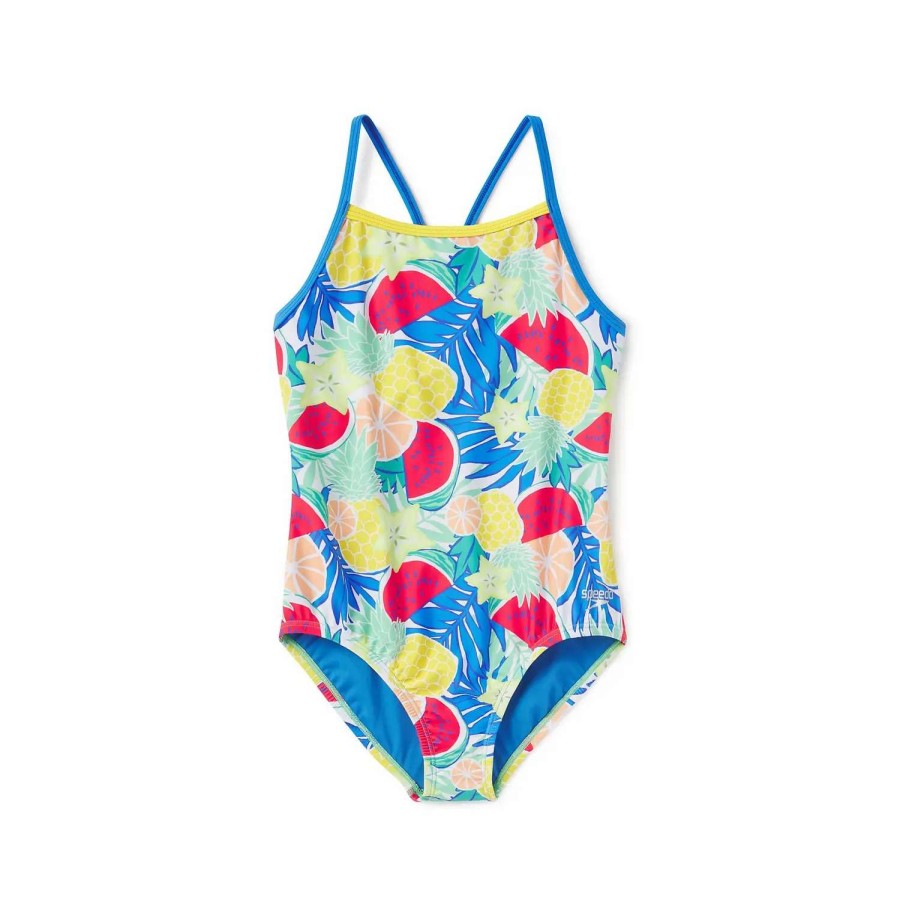 Kids * | Speedo Printed Propel Back One Piece Super Sonic Blue