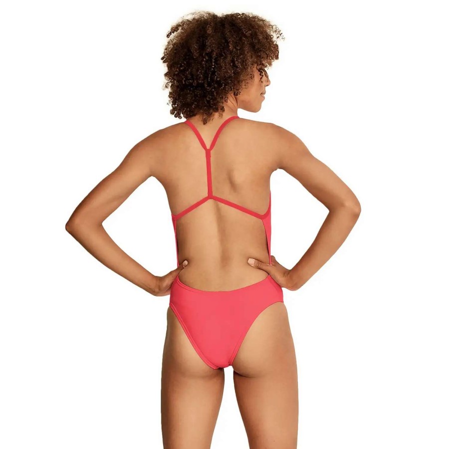 Womens * | Speedo Radiating Splice T-Back One Piece Fiery Coral