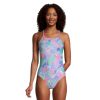 Womens * | Speedo Printed Tie Back One Piece Rainbow