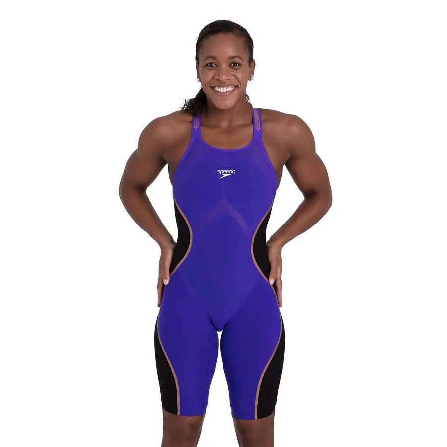 Womens * | Speedo Fastskin Lzr Intent Open Back Kneeskin New Purple