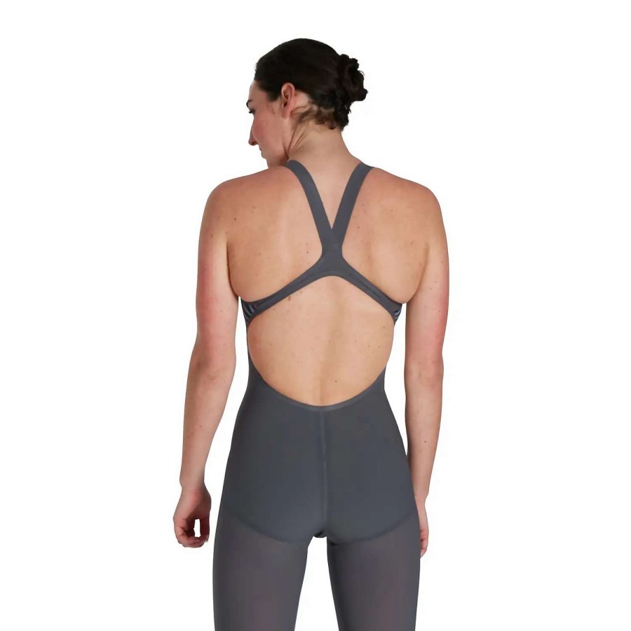 Womens * | Speedo Fastskin Lzr Pure Valor Open Back Kneeskin Grey/Blue