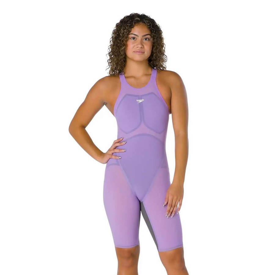 Womens * | Speedo Fastskin Lzr Valor Open Back Kneeskin Purple Reign