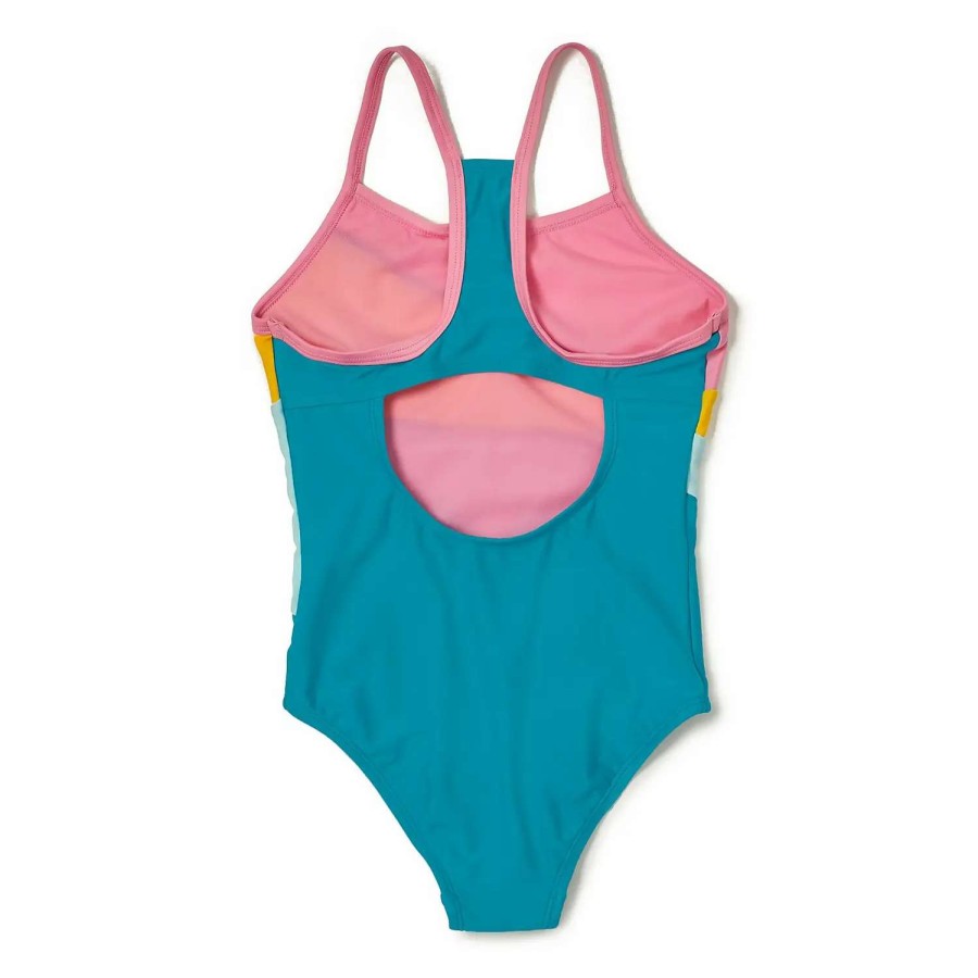 Womens * | Speedo Solid Radiating Splice One Piece Orange/Blue