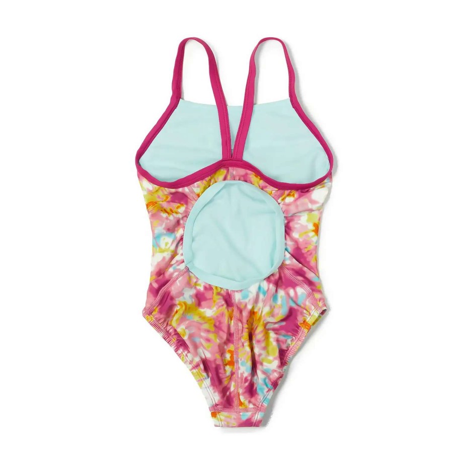 Kids * | Speedo Printed Propel Back One Piece Pink/Orange