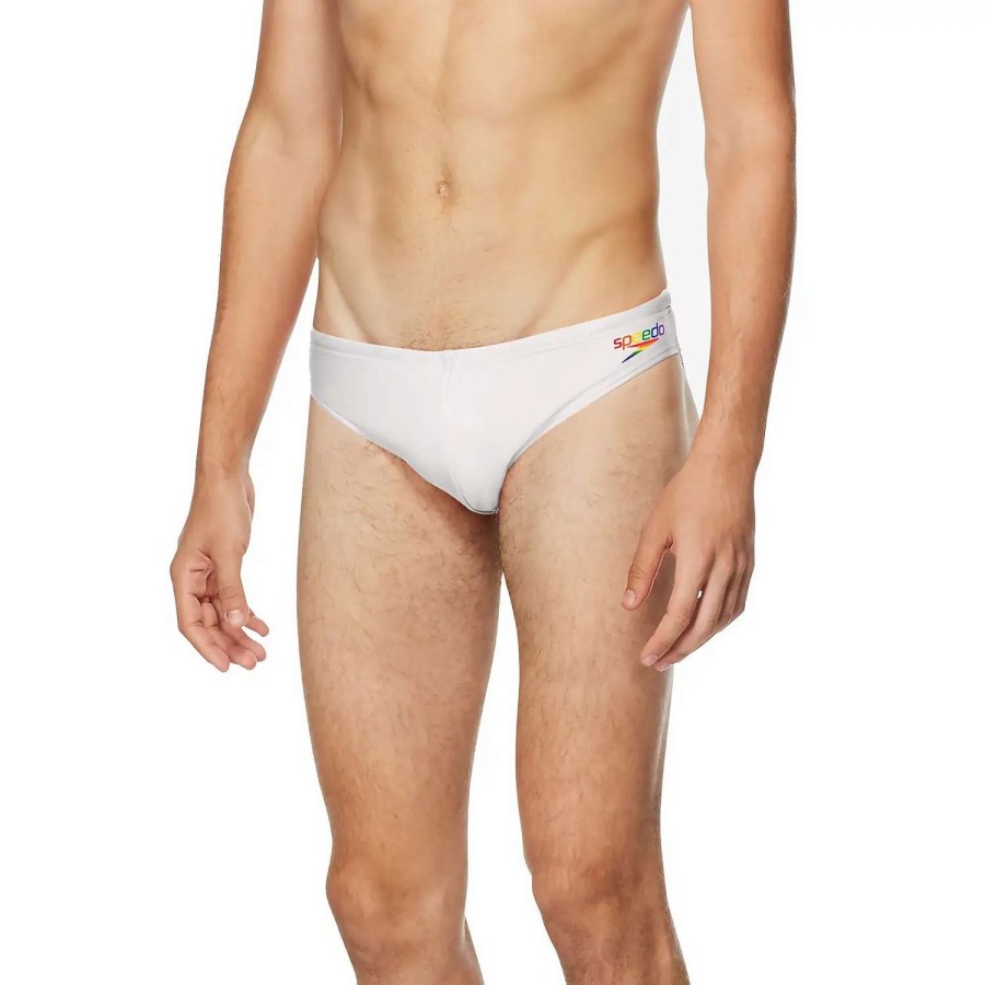 Mens * | Speedo Pride Graphic Solid Brief White