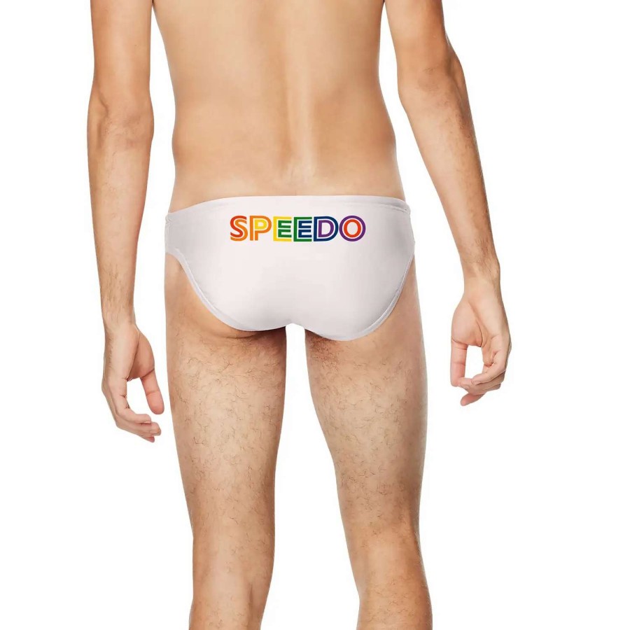 Mens * | Speedo Pride Graphic Solid Brief White