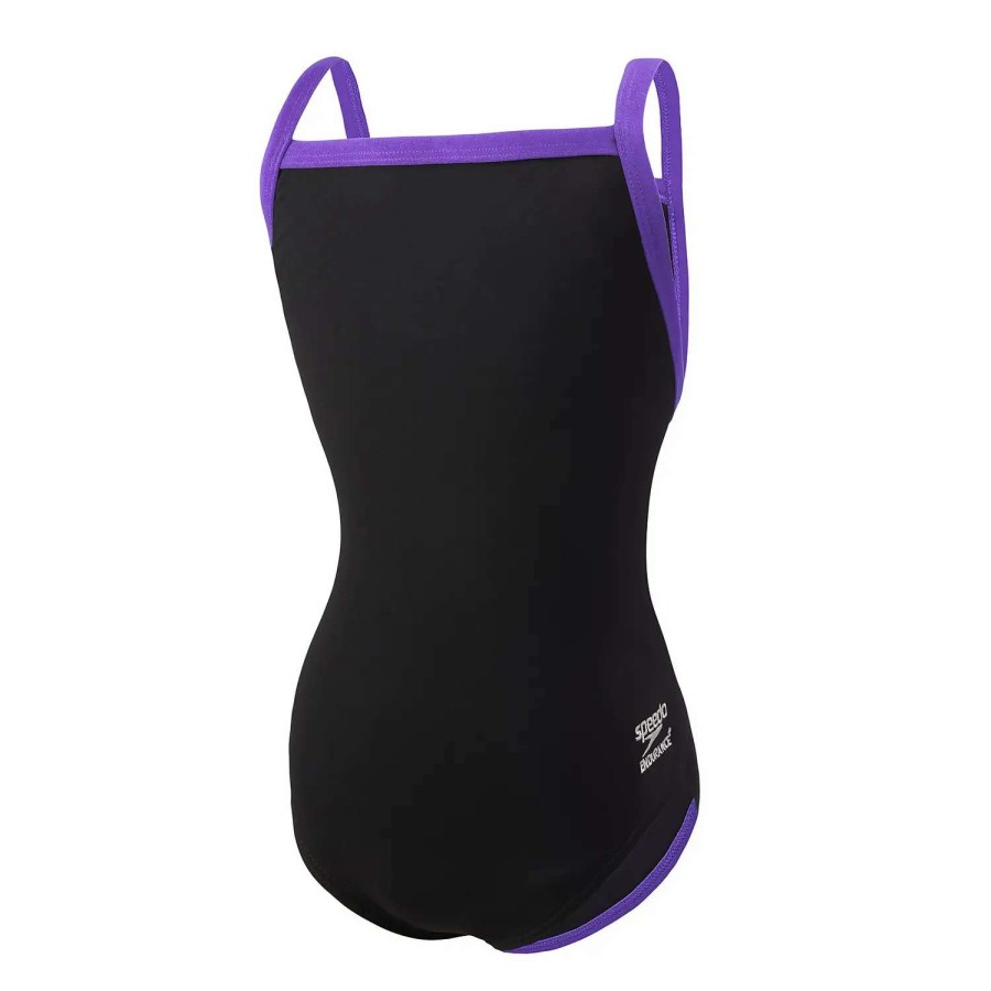 Womens * | Speedo Flyback Youth Training Suit One Piece Endurance+ Black/Purple