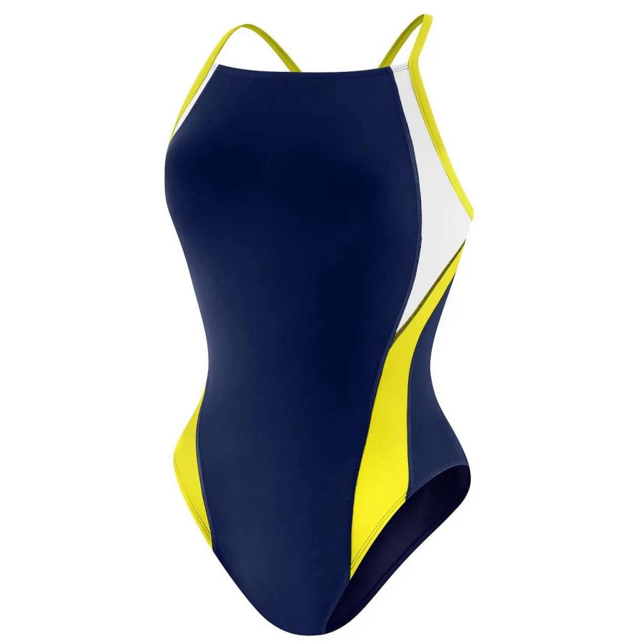 Womens * | Launch Splice Youth Cross Back One Piece Speedo Endurance+ Navy/Gold